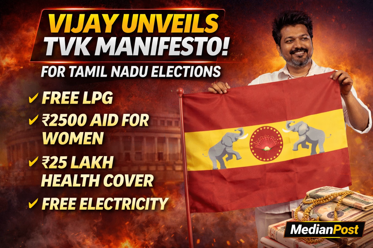 Vijay Announces TVK Manifesto For Tamil Nadu Elections: Free LPG, 2500 ...